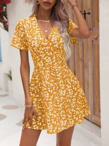 Breezaya Đầm Trọn gói Họa tiết hoa Boho - Màu vàng - Xem 6