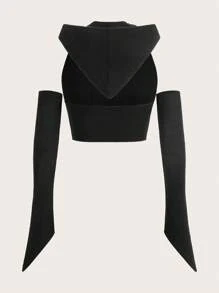 SHEIN ICON 垂領短款上衣帶袖子