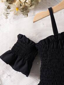 Toddler Girls Cold Shoulder Flounce Sleeve Top & Flap Pocket Trousers - Multicolor - View 3