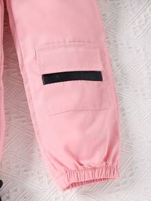 Toddler Girls Cold Shoulder Flounce Sleeve Top & Flap Pocket Trousers - Multicolor - View 4