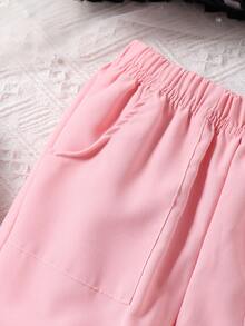 Toddler Girls Cold Shoulder Flounce Sleeve Top & Flap Pocket Trousers - Multicolor - View 5