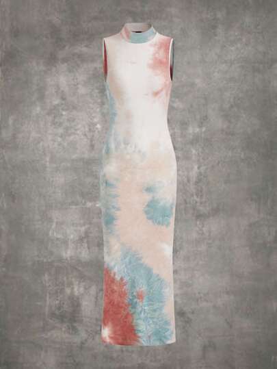 Tie Dye Mock Neck Bodycon Dress