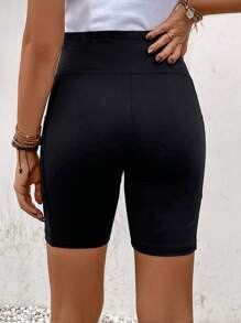 SHEIN Maternity Wide Waistband Biker Shorts With Phone Pocket