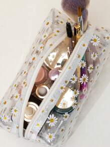Pvc Daisy Print Clear Square Makeup Bag Makeup Bag Makeup Pouch Skincare Bag Toiletry Bag Packing Cubes, Travel Essentials Cruise Essentials Dorm Essentials, Wedding Bridesmaid Gifts, Mom Gifts, Birthday Gifts, Gifts For Friends And Teachers, Home Decor, Bathroom Living Room Bedroom Decor, Bathroom Organizer, Jewelry Organizer, Lip Oil Organizer, Nail Polish Organizer Storage Makeup Organizer Makeup Case Makeup Travel Toiletry Organizer Clear Essentials Gifts Storage Zipper Accessories Nail