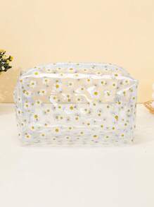 Pvc Daisy Print Clear Square Makeup Bag Makeup Bag Makeup Pouch Skincare Bag Toiletry Bag Packing Cubes, Travel Essentials Cruise Essentials Dorm Essentials, Wedding Bridesmaid Gifts, Mom Gifts, Birthday Gifts, Gifts For Friends And Teachers, Home Decor, Bathroom Living Room Bedroom Decor, Bathroom Organizer, Jewelry Organizer, Lip Oil Organizer, Nail Polish Organizer Storage Makeup Organizer Makeup Case Makeup Travel Toiletry Organizer Clear Essentials Gifts Storage Zipper Accessories Nail