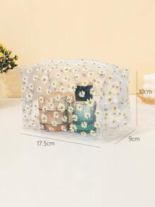 Pvc Daisy Print Clear Square Makeup Bag Makeup Bag Makeup Pouch Skincare Bag Toiletry Bag Packing Cubes, Travel Essentials Cruise Essentials Dorm Essentials, Wedding Bridesmaid Gifts, Mom Gifts, Birthday Gifts, Gifts For Friends And Teachers, Home Decor, Bathroom Living Room Bedroom Decor, Bathroom Organizer, Jewelry Organizer, Lip Oil Organizer, Nail Polish Organizer Storage Makeup Organizer Makeup Case Makeup Travel Toiletry Organizer Clear Essentials Gifts Storage Zipper Accessories Nail