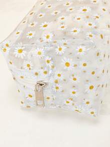 Pvc Daisy Print Clear Square Makeup Bag Makeup Bag Makeup Pouch Skincare Bag Toiletry Bag Packing Cubes, Travel Essentials Cruise Essentials Dorm Essentials, Wedding Bridesmaid Gifts, Mom Gifts, Birthday Gifts, Gifts For Friends And Teachers, Home Decor, Bathroom Living Room Bedroom Decor, Bathroom Organizer, Jewelry Organizer, Lip Oil Organizer, Nail Polish Organizer Storage Makeup Organizer Makeup Case Makeup Travel Toiletry Organizer Clear Essentials Gifts Storage Zipper Accessories Nail