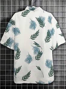 Manfinity RSRT Men Tropical Print Drop Shoulder Shirt - White - View 2
