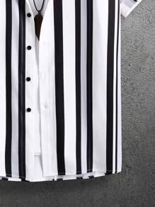 Manfinity Homme Men Striped Print Shirt Without Tee - White - View 2