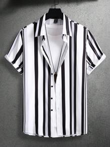 Manfinity Homme Men Striped Print Shirt Without Tee - White - View 5
