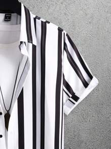 Manfinity Homme Men Striped Print Shirt Without Tee - White - View 6