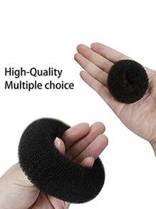 Hair Bun Maker Kit - 4pcs Donut Bun Maker (1 Large, 2 Medium, And 1 Small), 6pcs Elastic Hair Ties, 20pcs Hair Bobby Pins, Black - Black - View 4