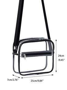 Bolso de mensajero transversal transparente aprobado por el estadio, bolso transparente con correa ajustable apto para trabajo, viaje, entrenamiento, concierto o eventos deportivos, bolso transparente aprobado por el estadio de 12 X 12 X 6 para conciertos, eventos deportivos, festivales, bolsa escolar para graduados, adolescentes, estudiantes universitarios y de secundaria, perfecto para exteriores, viajes y vuelta al cole, bolso transparente y resistente al agua de moda para mujeres, perfecto para verano, vacaciones y playa. - Negro - Ver 3