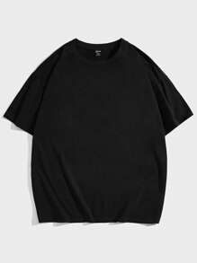 Manfinity RebelGame Men Plus Cotton Bear & Letter Graphic Tee - Black - View 3