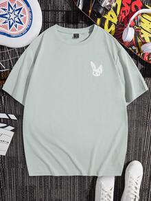 Manfinity RebelGame 男士卡通和標語圖案T恤 - 薄荷綠 - 查看 2