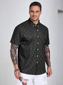 Manfinity Homme Men Plus Allover Print Shirt - Black - View 5