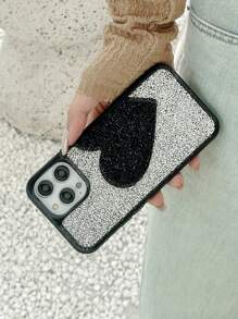 Ốp lưng điện thoại long lanh in hình trái tim - màu đen - Xem 1