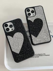 Ốp lưng điện thoại long lanh in hình trái tim - màu đen - Xem 5