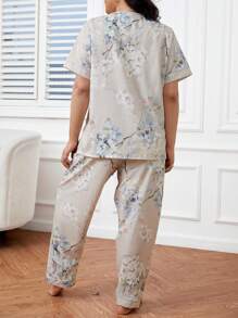 Plus Floral Print  PJ Set - Multicolor - View 2