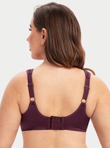 Plus Size Women's Fashion Lace Bow Front Underwire Bra - Red Violet - View 2