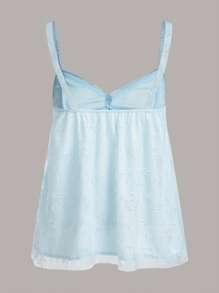 ROMWE Kawaii 美人魚蕾絲拼接吊帶上衣 - 淺藍色 - 查看 2