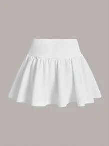 SHEIN EZwear 女士夏日外出穿搭白色寬鬆腰帶加大碼裙 - 白色 - 查看 2