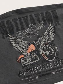 Coolane 字母和摩托車圖案抹胸上衣 - 深灰色 - 查看 4