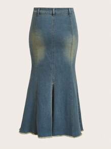 SHEIN EZwear 魚尾裙下擺牛仔半身裙