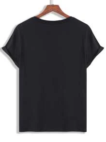 Manfinity Homme Áo thun nam vừa vặn cổ tròn tay ngắn khẩu hiệu Tee chữ đồ họa thường ngày mùa hè - màu đen - Xem 2