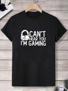 Manfinity Homme Men Slogan Graphic Tee - Black - View 1