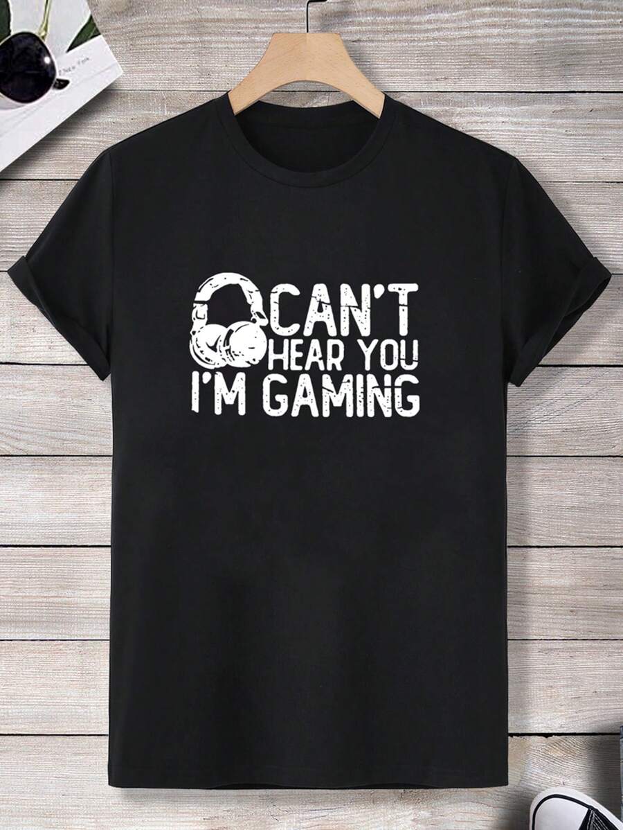 Manfinity Homme Men Slogan Graphic Tee - Black - View 1