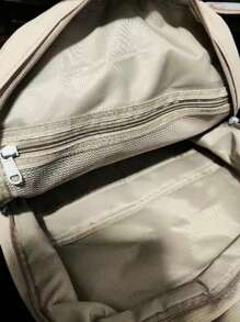 Minimalist Cartoon Detail Backpack - Beige - View 5