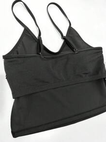 Solid Shorts Tankini Summer Beach - Black - View 8