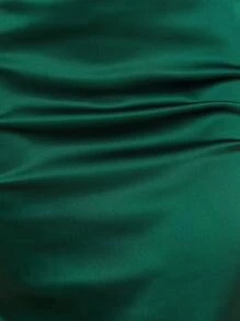 SHEIN Belle Draped Front Split Back Cami Bridesmaid Dress Elegant Cocktail Semi Formal Prom Wedding Guest Dress, For Birthday, Graduation, Dinner, Homecoming Party Dress - Green - View 6