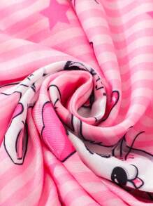 SHEIN Đầm em bé Xù Hoạt hình Sọc - Hồng - Xem 3