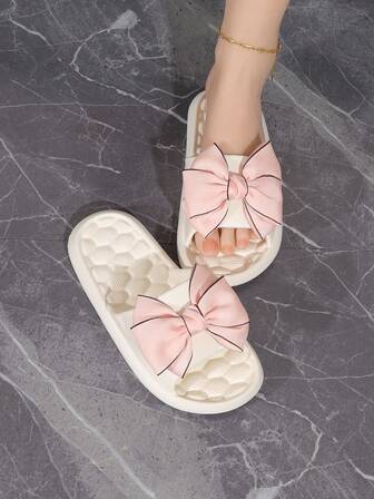 Mujer Chanclas con diseño de lazo con banda única preppy de plástico exterior