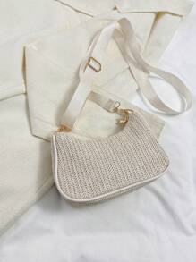 Túi rơm nhỏ có khóa kéo - trắng - Xem 4