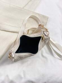 Túi rơm nhỏ có khóa kéo - trắng - Xem 5