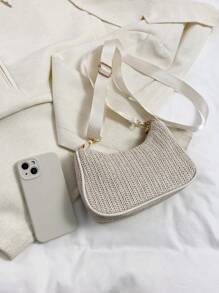 Túi rơm nhỏ có khóa kéo - trắng - Xem 7