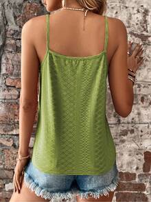 SHEIN LUNE Contrast Guipure Lace Cami Top - Green - View 2