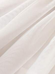 嬰兒貼花網紗拼接荷葉邊連衣裙 - 藍白色 - 查看 6