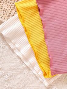 Baby 3pcs Ribbed Knit Tee - Multicolor - View 5