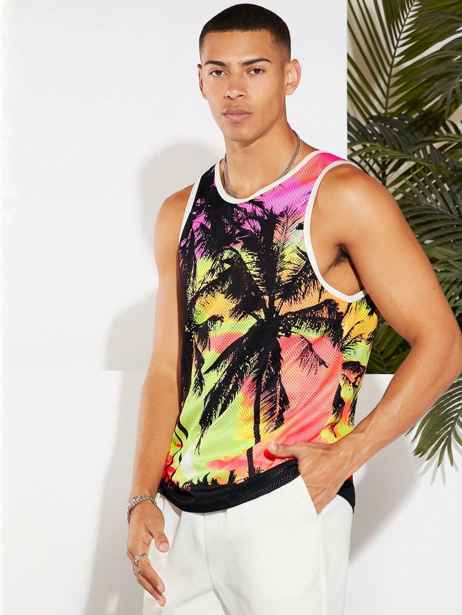 Manfinity RebelGame Áo thun & Áo lót Nam Tương phản ràng buộc Nhiệt đới Giải trí - Nhiều màu - Xem 1