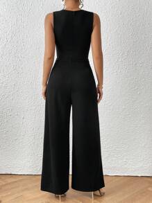 SHEIN Privé 印花闊腿無袖連體褲 - 彩色 - 查看 2