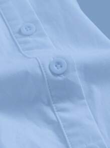 SHEIN MOD Solid Button Front Shirt Dress - Baby Blue - View 3