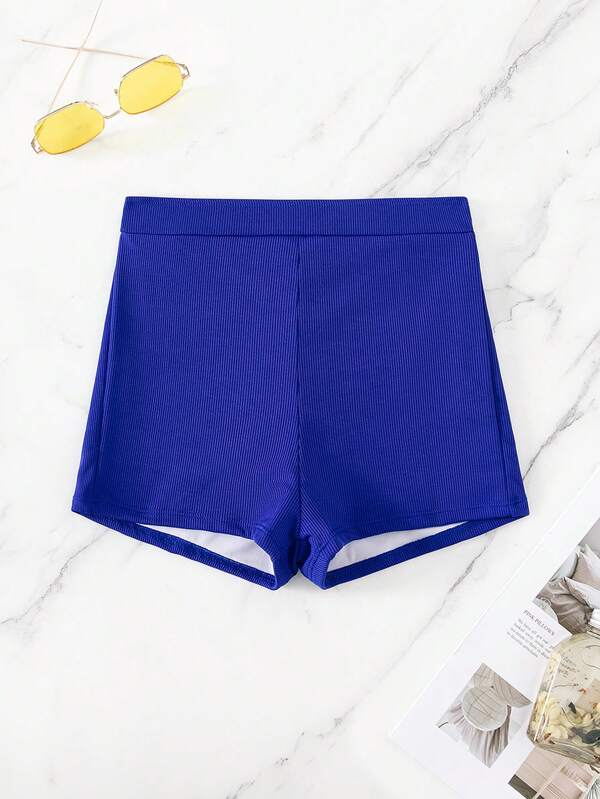 SHEIN Swim Basics Solid Bikini Shorts SHEIN USA