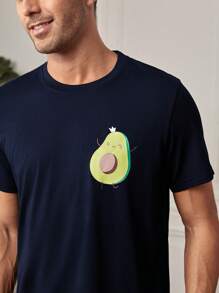 Men Avocado Print PJ Set - Navy Blue - View 6