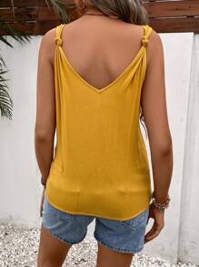 SHEIN Maternity Solid Knot Shoulder Cami Top - Mustard Yellow - View 3