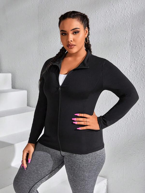 Plus Zip Up Sports Jacket SHEIN USA
