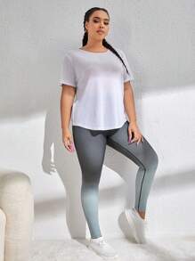 Yoga Trendy Plus Cut Out Drawstring Back Sports Set - Multicolor - View 1